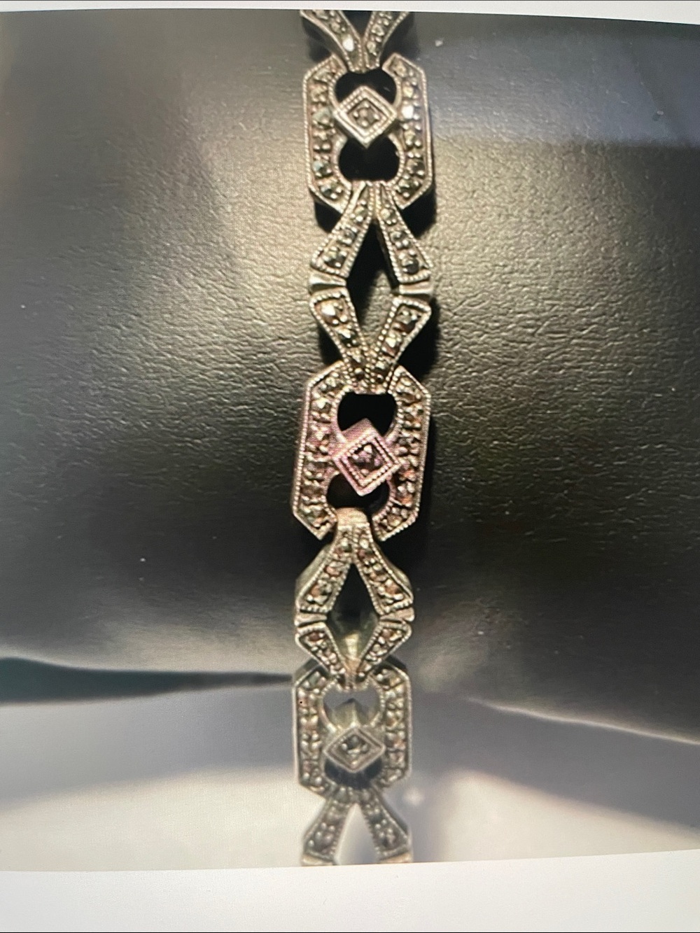 Vintage Sterling Silver Marcasite Link Bracelet - Women Jewelry